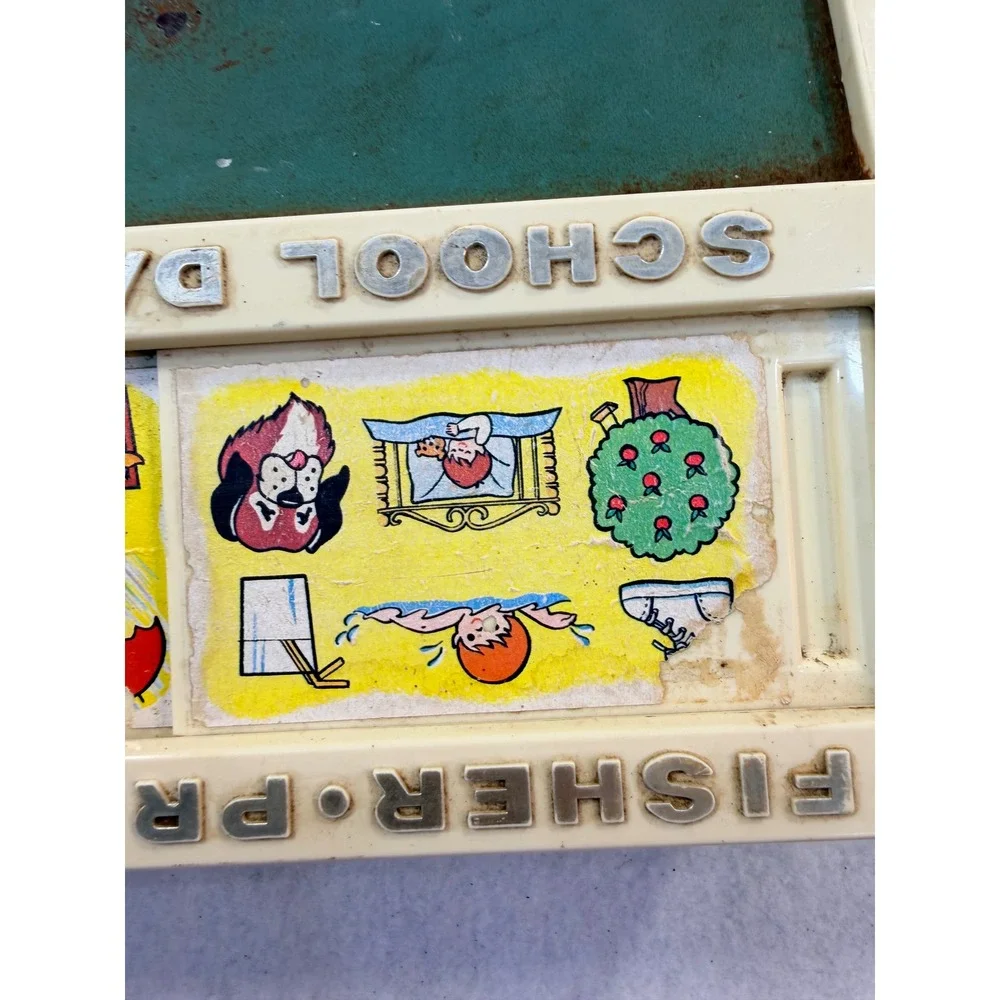 Vintage Fisher Price School Days Desk Magnetic Letters Numbers Chalkboard READ